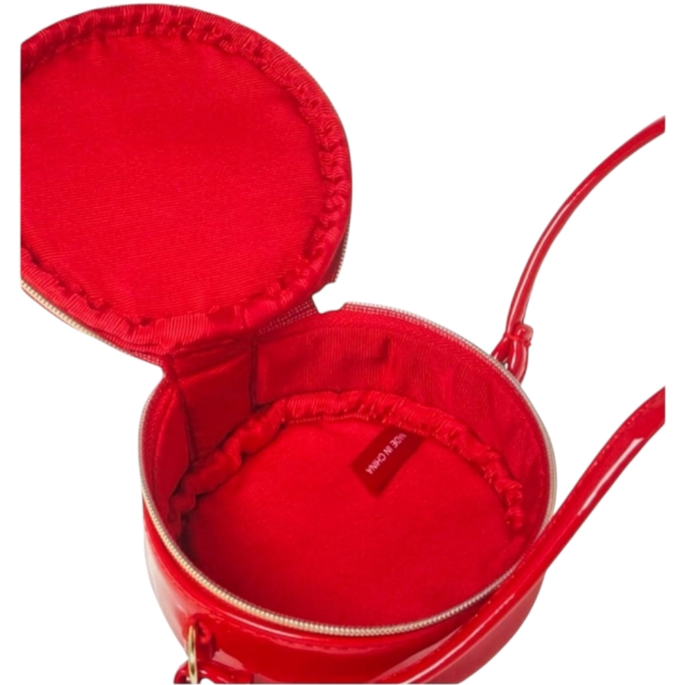Marc Jacobs Mini 4" Red Patent Leather Crossbody Round Circle Canteen Bag - Picture 5 of 7